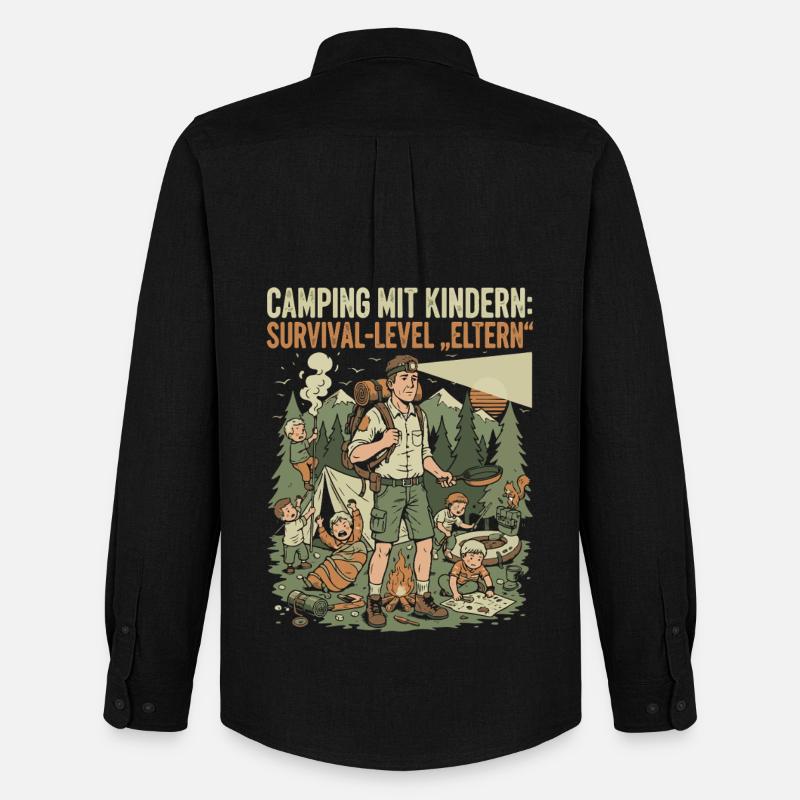 Camping mit Kindern - Survival-Level Eltern - Männer Oxford Hemd von Stanley/Stella - Schwarz