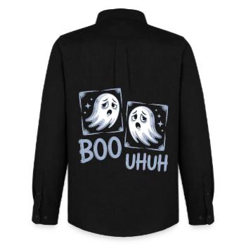 Boo Uhuh – Funny ghost shirt for Halloween - Men's Oxford Shirt by Stanley/Stella - black - Back - AI Model Male 185 dark (185cm)