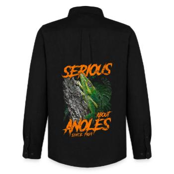 Serious About Cuban Knight Anoles Since 1969 - Men's Oxford Shirt by Stanley/Stella - black - Back - AI Model Male 185 dark (185cm)