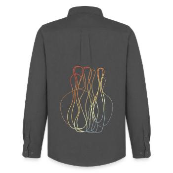 Bowling Pins Retro Look - Men's Oxford Shirt by Stanley/Stella - anthracite - Back - AI Model Male 185 dark (185cm)