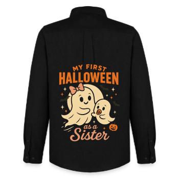 Mein erstes Halloween als Schwester Geist Design - Männer Oxford Hemd von Stanley/Stella - Schwarz - Hinten - AI Model Male 185 dark (185cm)
