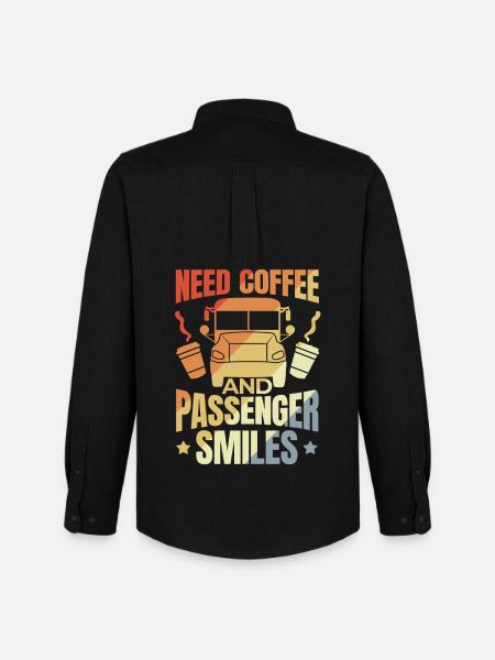 Need Coffee and Passenger Smiles - Men's Oxford Shirt by Stanley/Stella - black