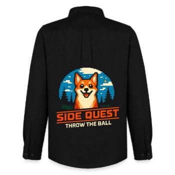 Side Quest: Throwing Ball | Dog Retrieving - Men's Oxford Shirt by Stanley/Stella - black - Back - AI Model Male 185 dark (185cm)