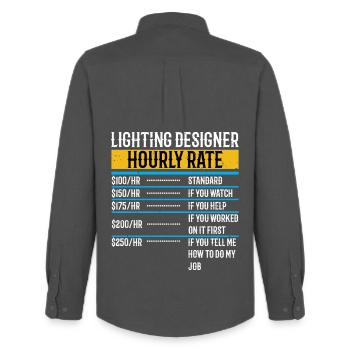 Lighting Designer Hourly Rate Funny Lighting - Men's Oxford Shirt by Stanley/Stella - anthracite - Back - AI Model Male 185 dark (185cm)