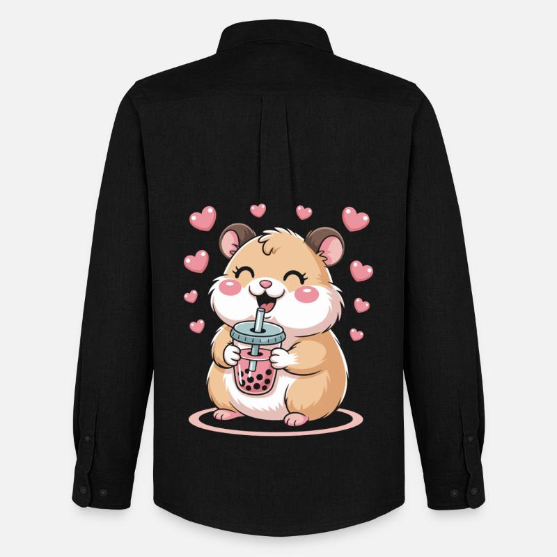 Kawaii Bubble Tee Hamster Boba Tee - Männer Oxford Hemd von Stanley/Stella - Schwarz