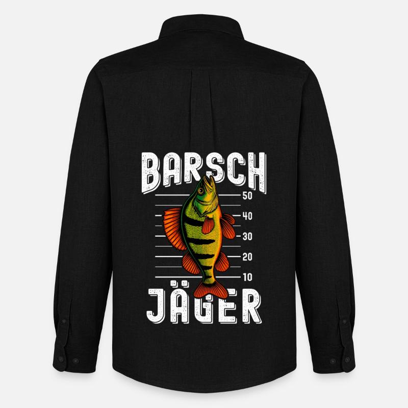 Barsch Jäger Barschangler Barsch Flussbarsch Angel - Männer Oxford Hemd von Stanley/Stella - Schwarz
