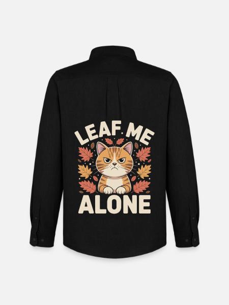 Cat Autumn Funny Leave Me Alone - Men's Oxford Shirt by Stanley/Stella - black