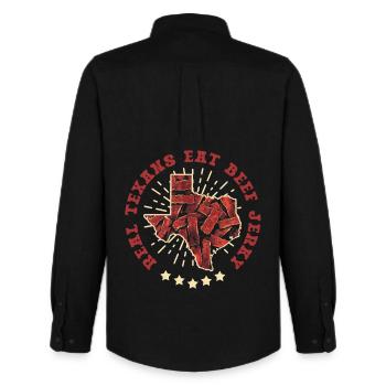 Beef Jerky Dried Meat Biltong Pemmican - Men's Oxford Shirt by Stanley/Stella - black - Back - AI Model Male 185 dark (185cm)