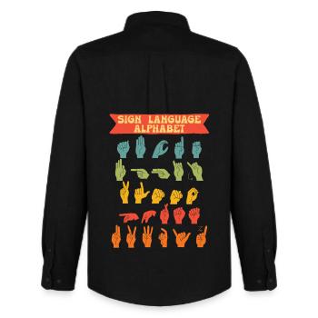 ASL Sign Language Alphabet - Men's Oxford Shirt by Stanley/Stella - black - Back - AI Model Male 185 dark (185cm)
