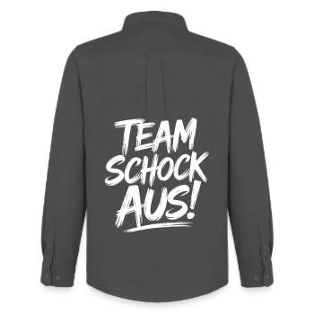 Schocken Game - Team Schock Out! Jule Rolls the Dice - Men's Oxford Shirt by Stanley/Stella - anthracite - Back - AI Model Male 185 dark (185cm)