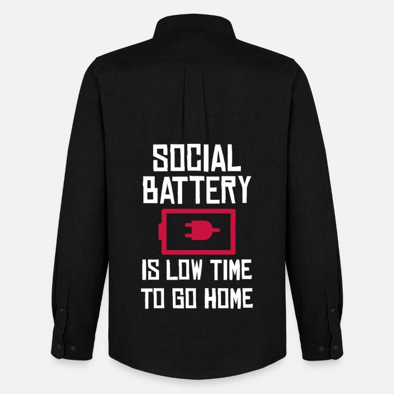 Social Battery: Zeit nach Hause - Männer Oxford Hemd von Stanley/Stella - Schwarz