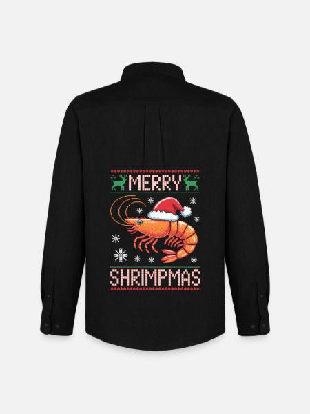 Merry Shrimpmas Ugly Christmas - Männer Oxford Hemd von Stanley/Stella - Schwarz