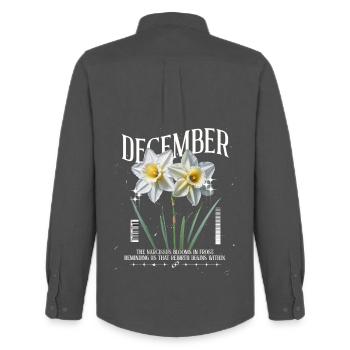 Birth Flowers Birth Flower December Daffodil - Men's Oxford Shirt by Stanley/Stella - anthracite - Back - AI Model Male 185 dark (185cm)