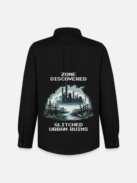 Zone Discovered: Bugged City Ruins - Men's Oxford Shirt by Stanley/Stella - black