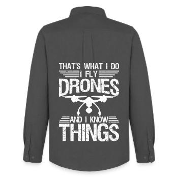 Funny Drone For Men Women Drone Pilot Flying - Men's Oxford Shirt by Stanley/Stella - anthracite - Back - AI Model Male 185 dark (185cm)