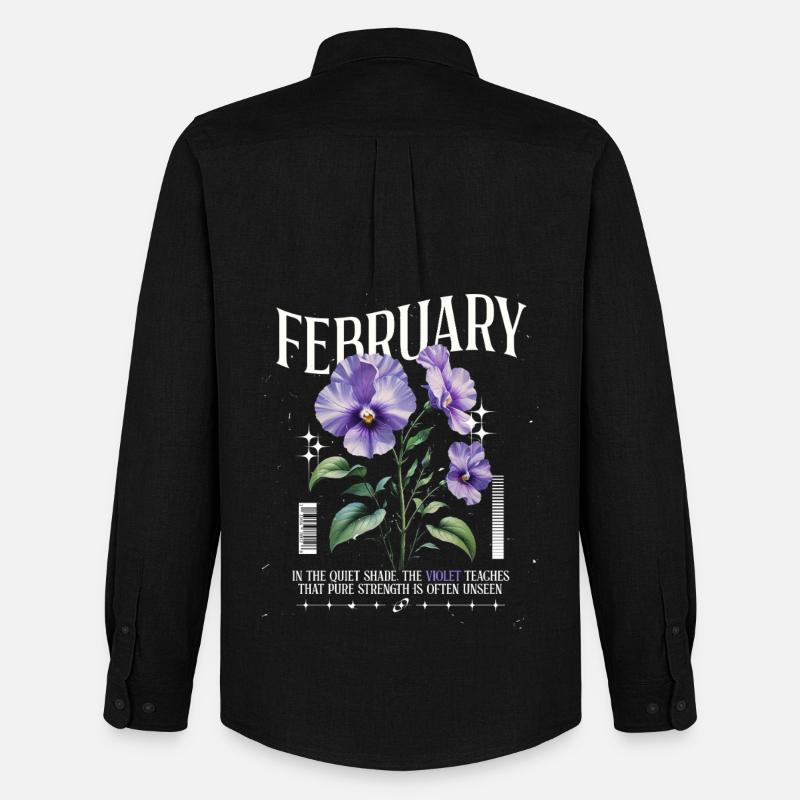 Février Violette Naissance Fleur - Chemise Oxford homme Stanley/Stella - noir