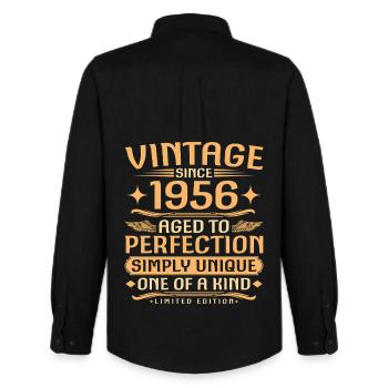 Vintage 1956 Jahrgang geboren - 70 Jahre alt - Männer Oxford Hemd von Stanley/Stella - Schwarz - Hinten - AI Model Male 185 dark (185cm)