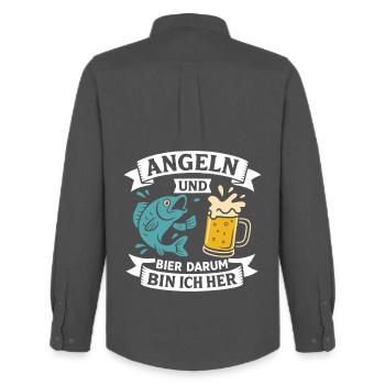 Soon dad FISHING AND BEER THAT'S WHY I'M HERE Funny - Men's Oxford Shirt by Stanley/Stella - anthracite - Back - AI Model Male 185 dark (185cm)