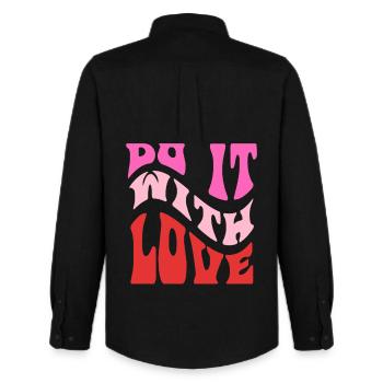 Lettrage rétro It It Love - Chemise Oxford homme Stanley/Stella - noir - Dos - AI Model Male 185 dark (185cm)
