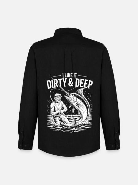 Dirty & Deep – Fun Angler Motif for Men - Men's Oxford Shirt by Stanley/Stella - black