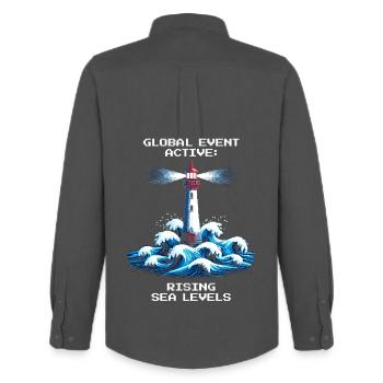Global event: sea levels are rising | Climate - Men's Oxford Shirt by Stanley/Stella - anthracite - Back - AI Model Male 185 dark (185cm)