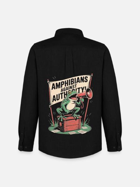 Amphibians Against Authority Portland - Men's Oxford Shirt by Stanley/Stella - black