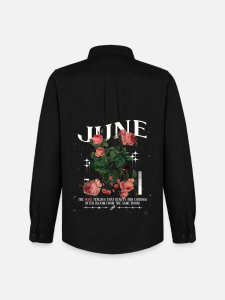 Geburtsblumen Geburtsblume Juni Rose - Männer Oxford Hemd von Stanley/Stella - Schwarz