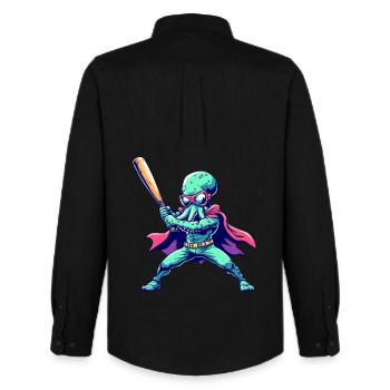 Baseball Oktopus Superheld - Männer Oxford Hemd von Stanley/Stella - Schwarz - Hinten - AI Model Male 185 dark (185cm)