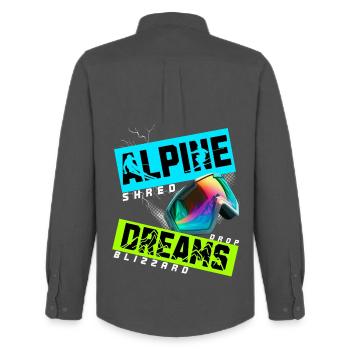Alpine Dreams Ski Snowboard Shred Design - Men's Oxford Shirt by Stanley/Stella - anthracite - Back - AI Model Male 185 dark (185cm)