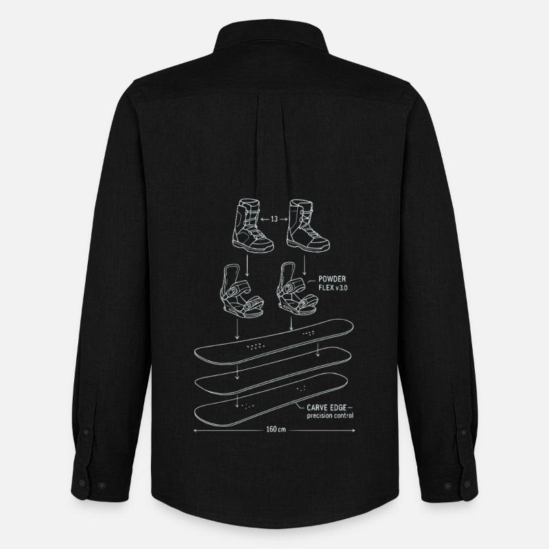 Snowboard Blueprint Technik Design - Männer Oxford Hemd von Stanley/Stella - Schwarz