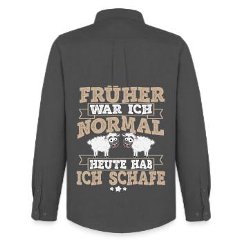 Schafe - Männer Oxford Hemd von Stanley/Stella - Anthrazit - Hinten - AI Model Male 185 dark (185cm)