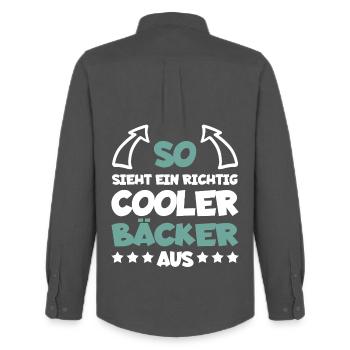 Richtig Cooler Bäcker Lustiger Spruch Geschenk - Männer Oxford Hemd von Stanley/Stella - Anthrazit - Hinten - AI Model Male 185 dark (185cm)