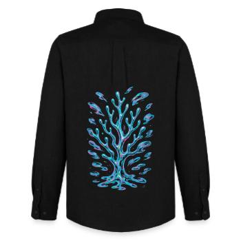AI Abstract Coral - Men's Oxford Shirt by Stanley/Stella - black - Back - AI Model Male 185 dark (185cm)