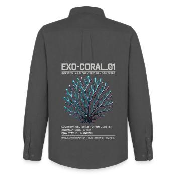 Exo Coral 01 – Design extraterrestre futuriste de science-fiction - Chemise Oxford homme Stanley/Stella - charbon - Dos - AI Model Male 185 dark (185cm)
