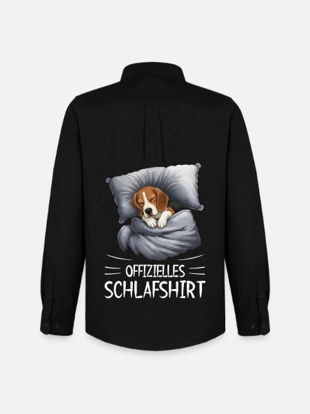 Beagle Schlafshirt Kuscheldecke - Männer Oxford Hemd von Stanley/Stella - Schwarz