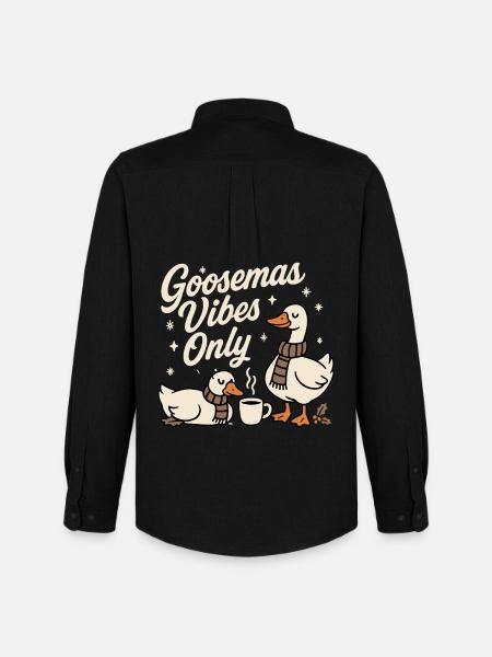 Goosemas Vibes Only Christmas Goose - Men's Oxford Shirt by Stanley/Stella - black