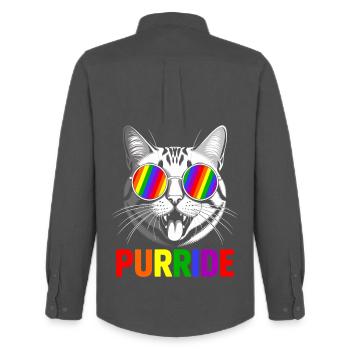 Purride Cat Rainbow Shades - Men's Oxford Shirt by Stanley/Stella - anthracite - Back - AI Model Male 185 dark (185cm)