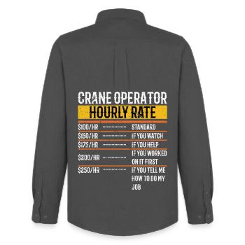 Crane Operator Hourly Rate Funny - Männer Oxford Hemd von Stanley/Stella - Anthrazit - Hinten - AI Model Male 185 dark (185cm)