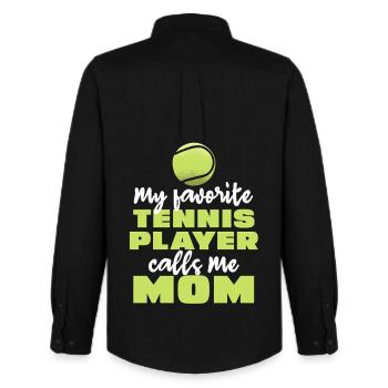 Mein Lieblings Tennisspieler nennt mich Mama - Männer Oxford Hemd von Stanley/Stella - Schwarz - Hinten - AI Model Male 185 dark (185cm)