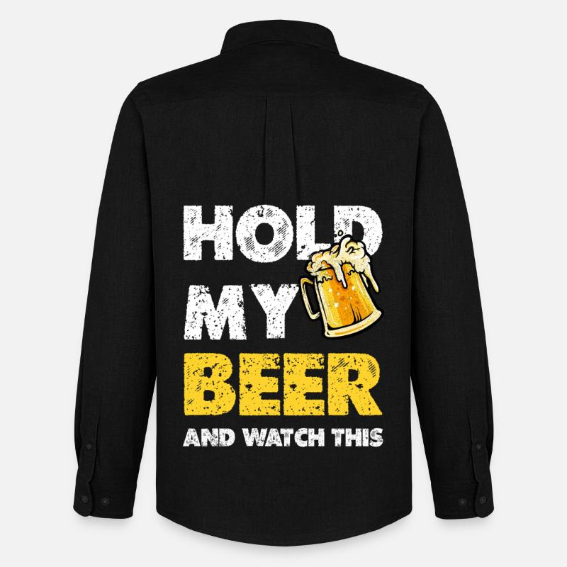 Hold My Beer Spruch Bierkrug - Männer Oxford Hemd von Stanley/Stella - Schwarz