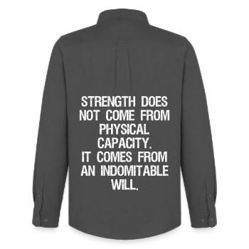 strength does not come from physical capacity it - Chemise Oxford homme Stanley/Stella - charbon - Dos - AI Model Male 185 dark (185cm)