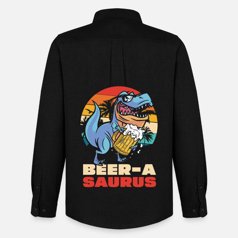 BeerA Saurus Dino mit Bierkrug - Männer Oxford Hemd von Stanley/Stella - Schwarz