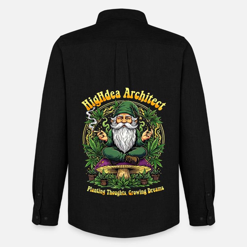 Crowing Gnome Cannabis Wichtel  - Männer Oxford Hemd von Stanley/Stella - Schwarz