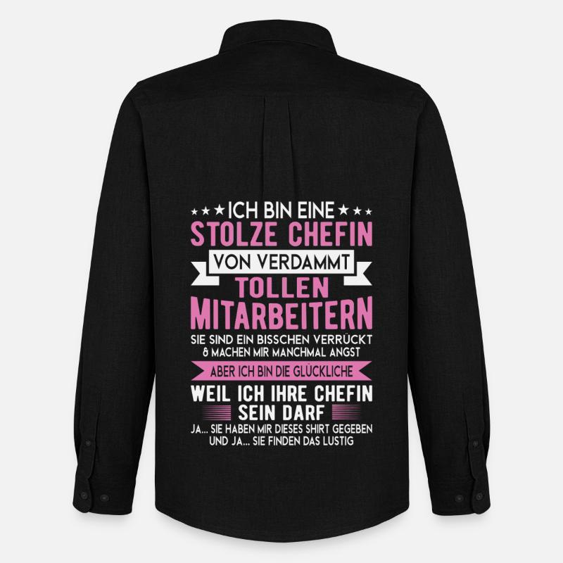 Stolze Chefin Mitarbeiter Spruch Shirt - Männer Oxford Hemd von Stanley/Stella - Schwarz