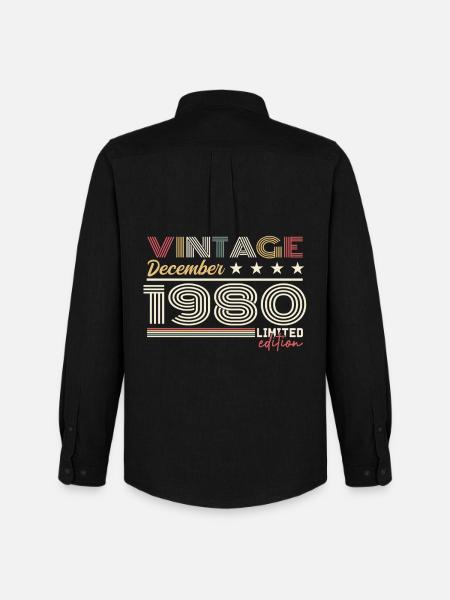 Cadeau Décembre 1980 - Chemise Oxford homme Stanley/Stella - noir