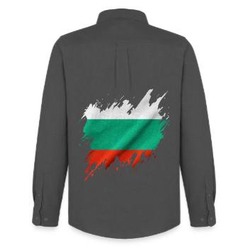 Drapeau bulgare, style déchiré - Chemise Oxford homme Stanley/Stella - charbon - Dos - AI Model Male 185 dark (185cm)