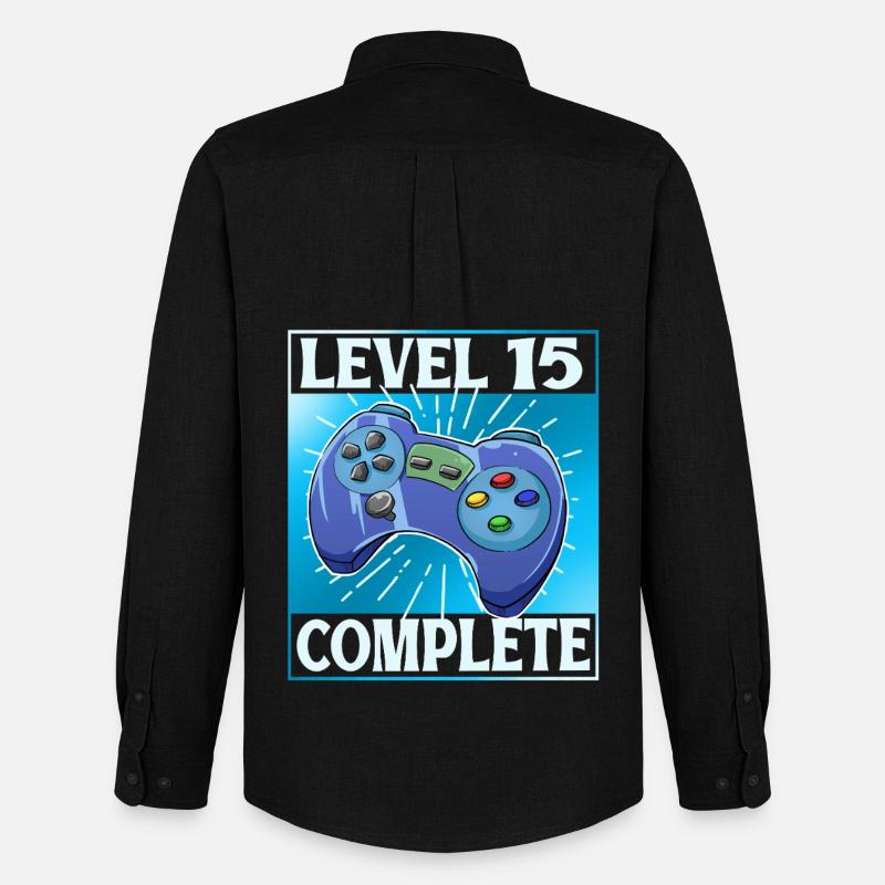 Level 15 Complete - Männer Oxford Hemd von Stanley/Stella - Schwarz