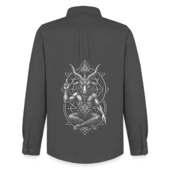 Baphomet Satanisme Démon à Tête de Chèvre - Chemise Oxford homme Stanley/Stella - charbon - Dos - AI Model Male 185 dark (185cm)