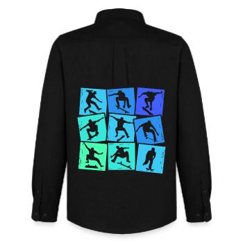 Skateboard Skateboarder Skater Jungen Kinder - Männer Oxford Hemd von Stanley/Stella - Schwarz - Hinten - AI Model Male 185 dark (185cm)