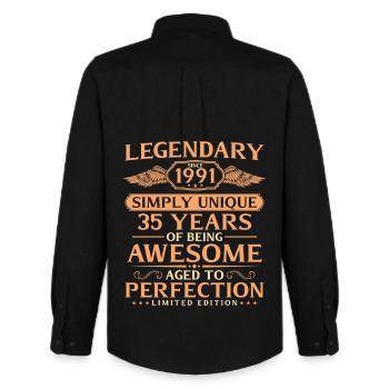 Jahrgang_1991_geboren_35 - Chemise Oxford homme Stanley/Stella - noir - Dos - AI Model Male 185 dark (185cm)